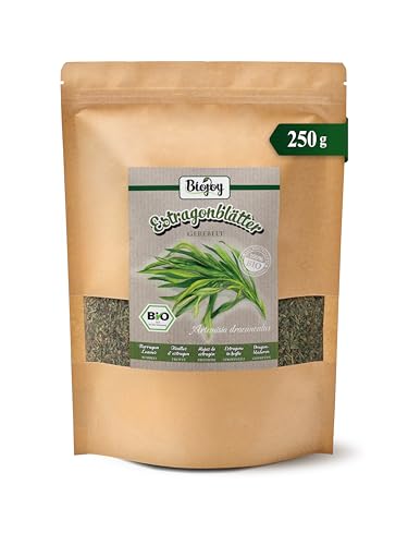 Biojoy Hojas de Estragón Orgánicas (250 g), secas y trituradas, Estragon especia, sin aditivos (Artemisia dracunculus)