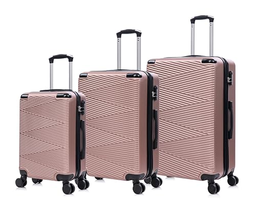 Tucci Italy AVENZA 3-Piece Hardside 360-Degree Spinner Luggage Set 20"/24"/28", Expandable, Durable with Impact Protection, Unisex - Rose Gold