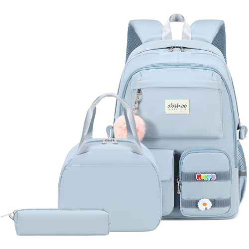 abshoo School Backpack for Girls Bookbag with Lunch Bag Teen Girls School Bag Travel Daypack (LightsteelBlue)