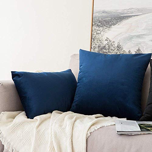 Image of Khooti Velvet Cushion Cover Pack of 1-8 inch x 12 inch / 20 x 30 cm - Navy Blue - Soft Pillow Covers Cushion Case for Sofa Bedroom Livingroom Chair Car, Cushion Cover