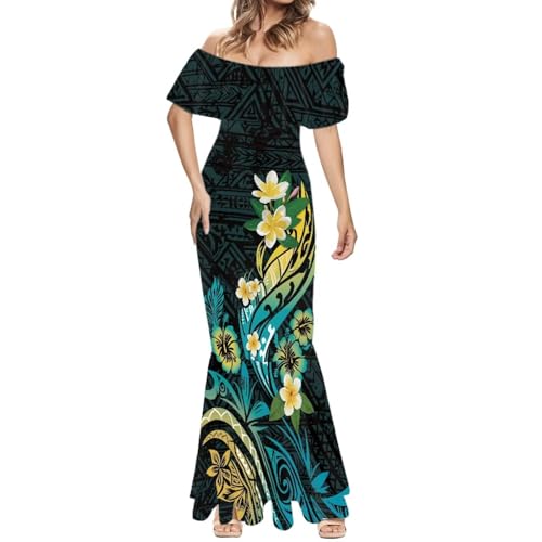 Image of Polynesian for Women S-7XL Off Shoulder Maxi Dress Hawaiian Summer Dresses