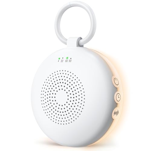 YGiTK Máquina de Ruido Blanco para Dormir Bebé, Máquina de Sonido Portátil con 12 Sonidos Relajantes, Luz Nocturna de 6 Velocidades, Función de Memoria y 3 Temporizadorespara Bebés, Adultos y Niños