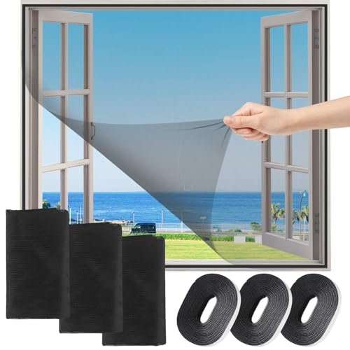 FLYZZZ 3 Pack Fliegengitter für Bodentiefe Fenster,Schwarz Fliegengitter Balkontür Selbstklebend,130X150cm Insektenschutz Fenster ohne Bohren (schwarz, 130X150cm 3 Packung) FLYZZZ 3 Pack Fliegengitter für Bodentiefe Fenster,Schwarz Fliegengitter Balkontür Selbstklebend,130X150cm Insektenschutz Fenster ohne Bohren (schwarz, 130X150cm 3 Packung)