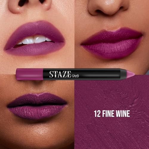 Image of Staze Matte Lip Crayon Bestselling Lipstick Combo Set of 3 | 12 Hr Long Stay | Sharpenable Transferproof & Waterproof Lip Crayon | Vitamin E & Jojoba Oil | Best for Gifting | Nude, Brown & Wine Shades