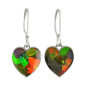 Starborn Sterling Silver Ammolite Heart Earrings