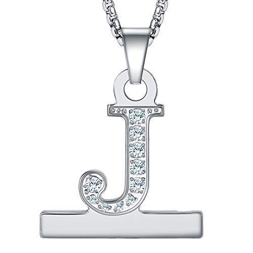Callancity 2in1 Zircon Alphabet Letter A-Z Necklace Pendant Watch Connector Adapter Stainless Steel Box Chain Compatible for Watch Series 8/7/6/5/4/3 42mm 44mm 45mm 49mm (J)