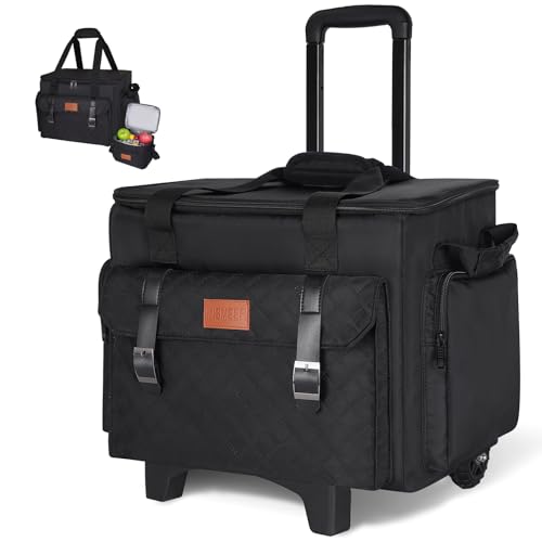 Image of INSMEER Rolling Teacher Bag with Wheels,Wheeled Teacher Tote Bag with Insulated Lunch Bag,with Padded Laptop Compartment