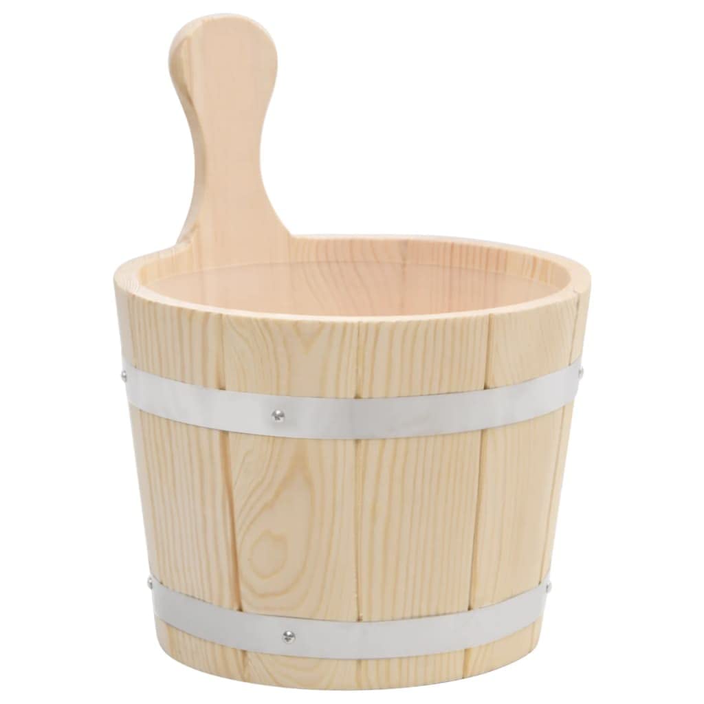 vidaXL Set de Cubeta y Cucharón para Sauna SPA Accesorio Juego Cubo Barril Vapor Baño Mango Relajante Recipiente Madera Maciza de Pino