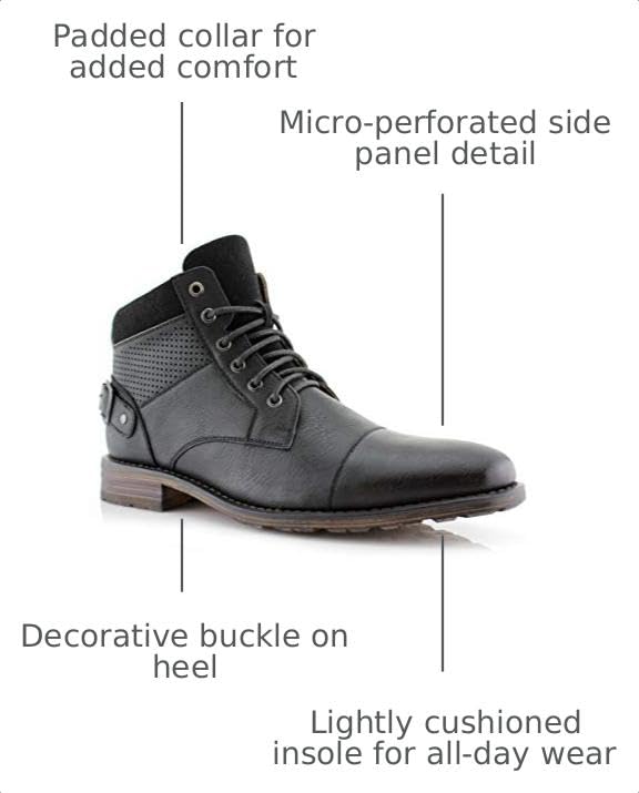 Image of Polar Fox Men's Casual Cap-Toe Ankle Boot Collection | Lace-Up Work, Combat, and Chukka Styles