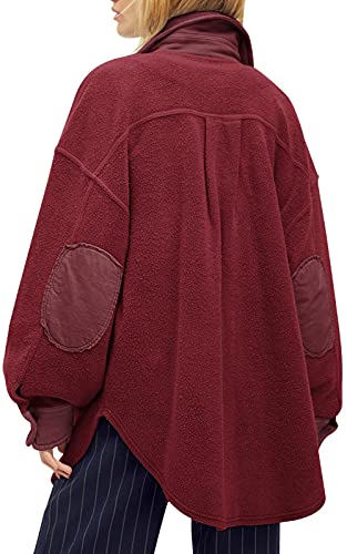 Fisoew Womens Oversized Long Sleeve Button Down Shirt Jacket Soft Comfy Casual Shacket Coats with Pockets2