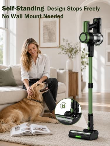 Image of Cordless Vacuum Cleaner, 500W 55KPa 10-in-1 Self-Standing Stick Vacuum with Smart LED Display, Vacuum Cleaners for Home, Pet Hair, Carpet, Hard Floors and Car