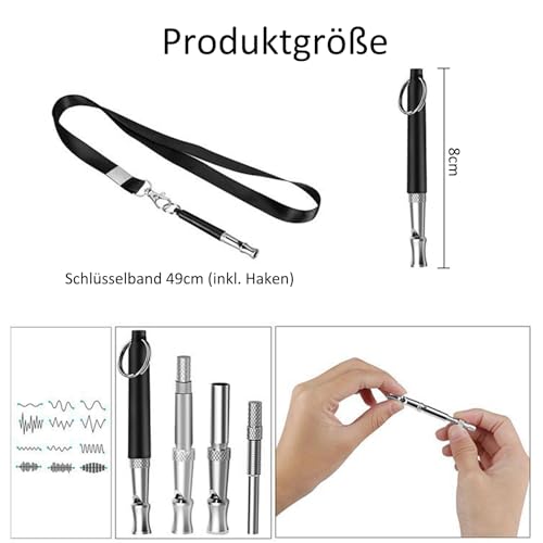 Diffaxy Hundepfeife, Ultraschall-Hundepfeife Hochfrequenz Lautlos, Verstellbare Frequenz Hunde -Trainingspfeife, Passend für die Meisten Rassen – Schwarz