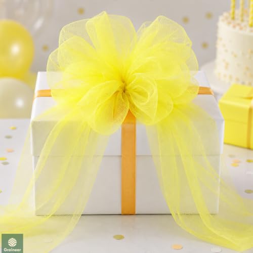 Image of Yellow Tulle Fabric Roll 6 Inch x 100 Yards Tulle Ribbon