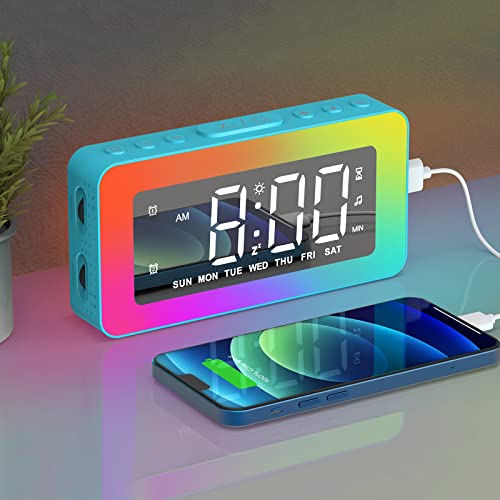 AFEXOA Digitaler elektronischer Wecker mit 2 Weckern, Spiegel LED mit 8...