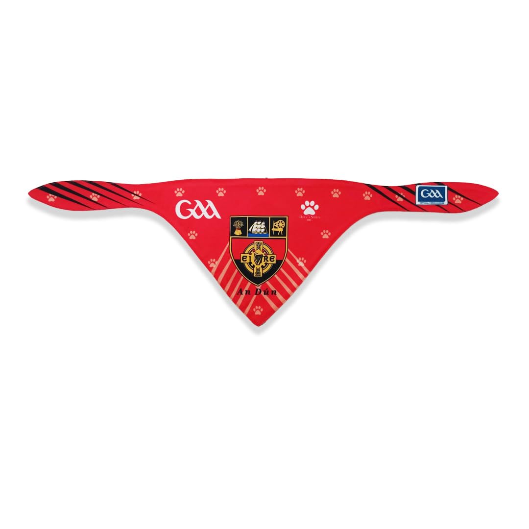 GAA Sports Dog Bandana, Premium Fleece-Lined with Team Crest (Down, L)