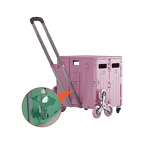 Carrito utilitario plegable portátil con ruedas y mango telescópico, ideal para viajes, compras, oficina, camping y uso al aire libre, ligero y solución de almacenamiento