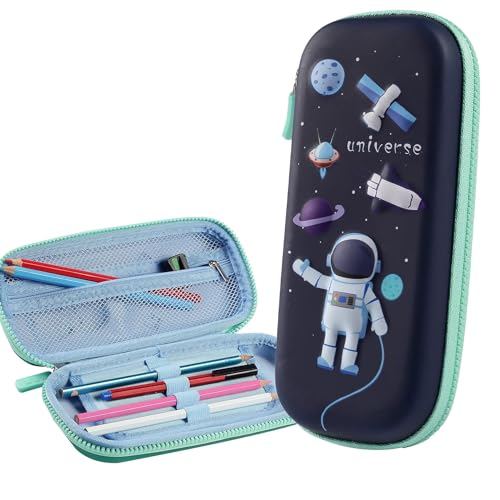Image of Royals hub Canvas 3D Cover Eva Universe Astronaut Theme Pencil Case, Large Capacity Pencil Pouch Bag, Compass School Pouch Organizer For Students, Premium Stylish Pen Holder (Multicolor)
