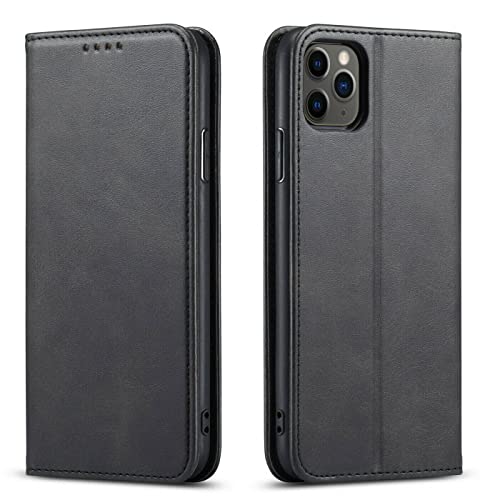 Mixroom - Custodia Cover Case a Libro Nero per iPhone 11 PRO con Stand in Ecopelle Chiusura Magnetica Formato Portafoglio Parte Interna in TPU Morbida