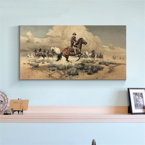 ESyem Posters Vintage Art Painting Poster Western Cowboy Art Poster Canvas Painting Posters And Prints Wall Art Pictures for Living Room Bedroom Decor 12x24inch(30x60cm) Unframe-style