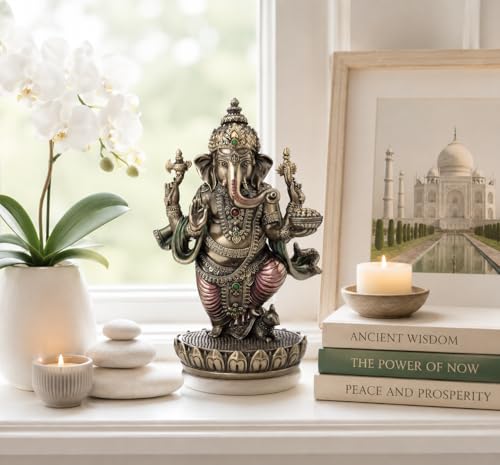 Estatua de Ganesh de Resina y Bronce 7.5 pulgadas miniatura 3