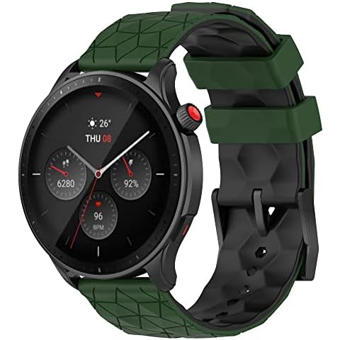 BONACE Compatible with 20mm Watch Bands,Quick Release Replacement Band for Galaxy Watch Series 6 5 4 Classic,Adjustable Rubber Straps Smart Watch Sport Wristband for Men Women (Army Green & Black) Cover