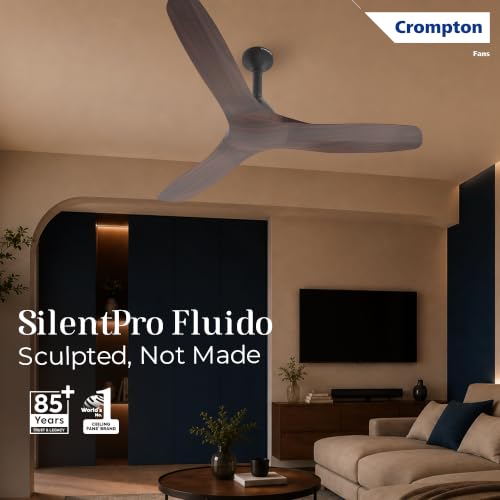 Image of Crompton Silent Pro Fluido Wave 1200mm iOT BLDC Ceiling Fan | Luxury Design | Wi-Fi, Bluetooth & Remote | Alexa & Ok Google | Fine Speed Tuning | Low Noise | 4 Year Brand Warranty | Sheesham Wood