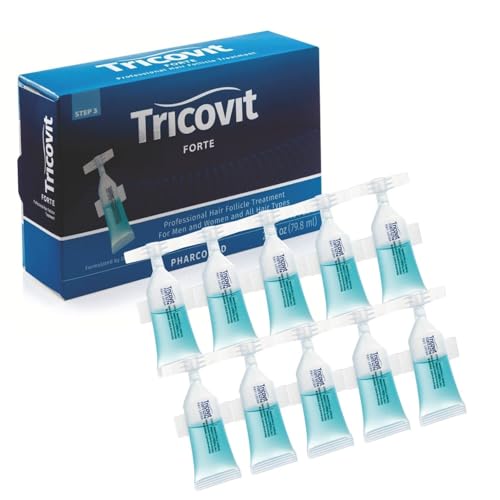 Tricovit Forte Hair Loss Treatment - Hair Growth Products for Women & Men Developed by Dermatologists - DHT Blocker & Sebum Regulator for Strengthening Follicles & Balancing Scalp (10 Ampoules)