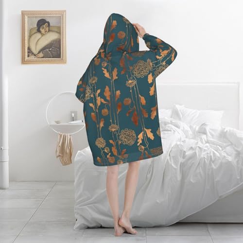 Sweat à capuche flanelle unisexe pull couverture ample poche fleurs