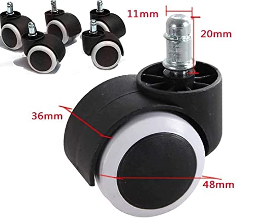 Image of Lopvi Twin caster Alloy pin wheel for office revolving chair base, super quality set of-5 wheels