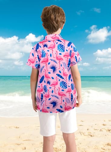 Image of XiaoMoSha Hawaiian Shirts for Boys Button Down Shirt Short Sleeve Shirts Girls Hawaiian Shirt Summer Beach Tops for Kids
