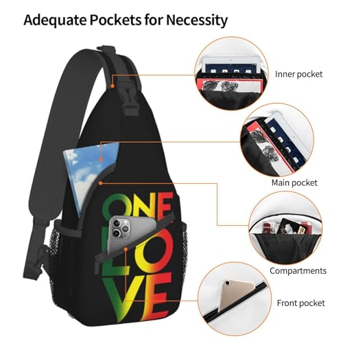Bolso cruzado One Love Rasta jamaicano ajustable para hiking miniatura 4