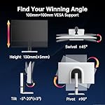 27 Inch White Gaming Monitor 300Hz/320Hz, QHD 1440P Fast IPS Computer Monitor with Adaptive FreeSync, HDR400, Height/Pivot/Swivel/Tilt Adjustable, DP&HDMI, H27E6 - Image 5