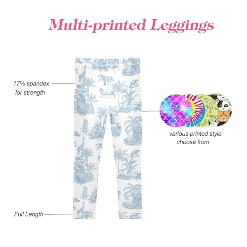 CaTaKu Girls Leggings Palm Tree African Animal Leggings for Girls Kids Athletic Workout Yoga Pants Size 4-10T4