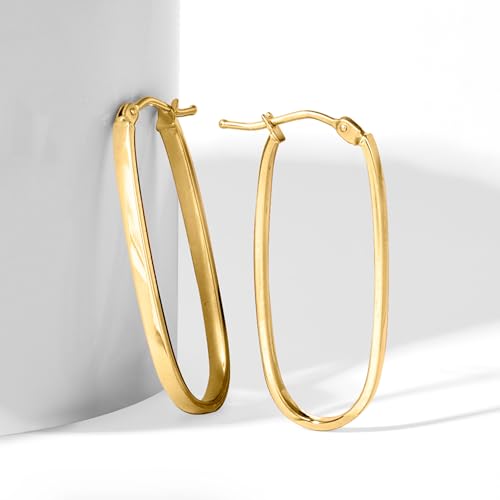 Ross-Simons Italian 14kt Yellow Gold Flat Oval Hoop Earrings4