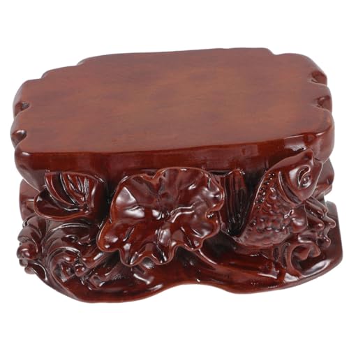 CLISPEED 木製装飾台座 彫刻入り石彫像用ディスプレイスタンド 手彫り木製ベース 花瓶や工芸品の展示に インテリア観葉植物置き台 贈り物に