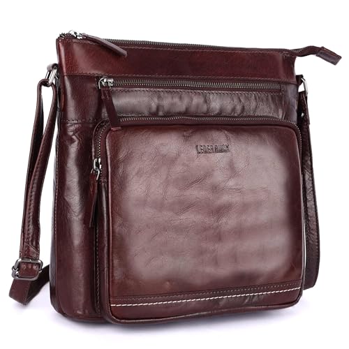 Image of LEDERBUCK Olga Women's Extra-Large Genuine Leather Crossbody Purse - Soft Triple-Zip Shoulder Bag