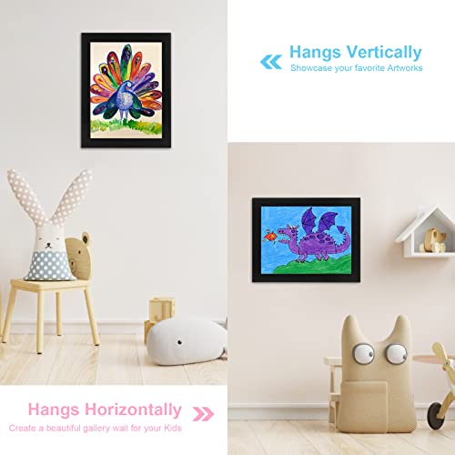 Image of [2-Pack] Kids Frames, 8.5x11 Front Opening Kids Artwork Frames Changeable, Black Artwork Display Storage Frame for Wall, Holds 50 Pcs, for 3D Picture, Crafts, Children Drawing, Hanging Art, Portfolio