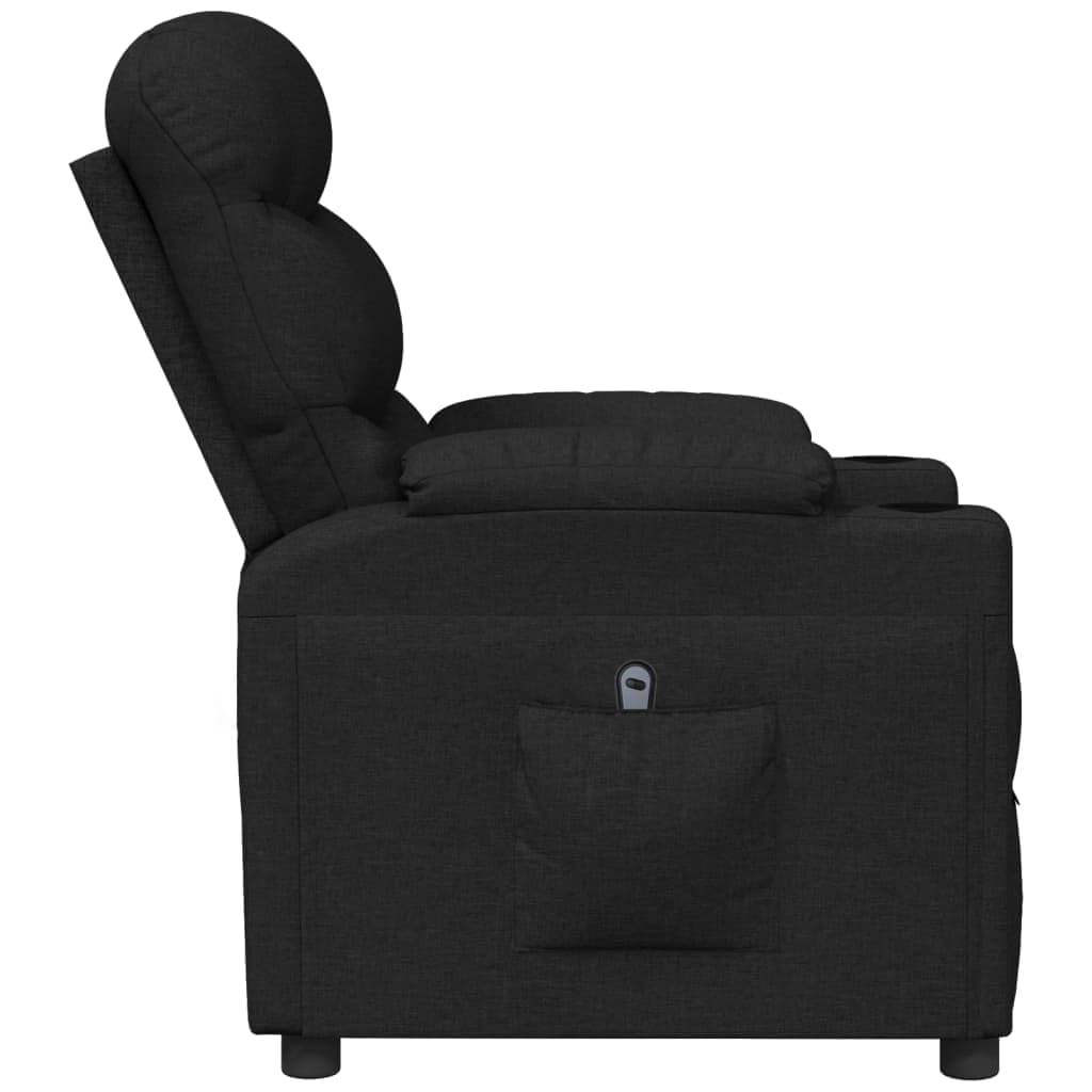 Sillón de relax eléctrico de tela negra con mando a distancia, 3 posiciones, cómodo sillón de TV con asiento acolchado y funda transpirable, sólido
