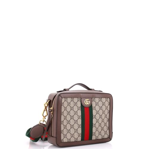 Pre-Loved Ophidia Zip Around Camera Bag GG Coated Canvas Small, Brown2