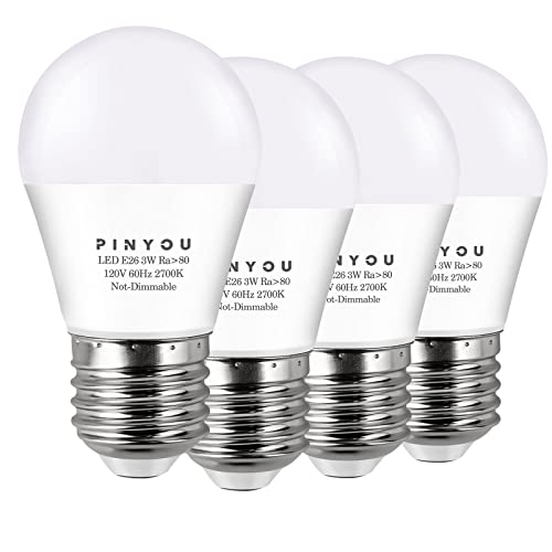 PINYOU 3W LED Bulb Equivalent 25 Watt Light Bulbs, A15 LED Light Bulb Soft White 2700K Energy Saving Low Watt Light Bulbs, E26 Base Small Light Bulbs for Home Bedroom. PINYOU 3W LED Bulb Equivalent 25 Watt Light Bulbs, A15 LED Light Bulb Soft White 2700K Energy Saving Low Watt Light Bulbs, E26 Base Small Light Bulbs for Home Bedroom.