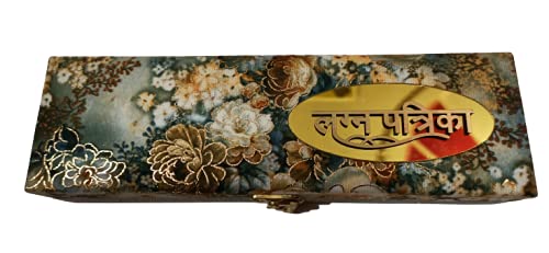 Indian Collectible Lot de 1 carte d'invitation de mariage Vert doré Lagan Patrika/Peeli Chitthi/Shahi Chitthi pour invitation de mariage et sagan (vert doré) (25 cm x 8 cm x 5 cm)