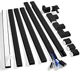 ZhiYo Cord Cover Wall Kit, 94.5in Cord Hider Wall Mounted TV, Self-Adhesive Wire Covers for Cords, Paintable Wire Hiders Cable Raceway Kit, Cable Concealer, 6 x L15.7in W0.98 H0.5in, Black