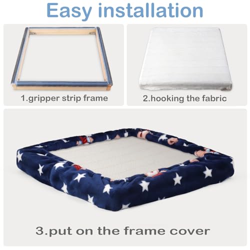 Image of 19.7 inch*19.7 inch Rug Hooking & Punch Needle Frame with Gripper Strip & Cross Stitch Hoop, Frame Cover (Navy)