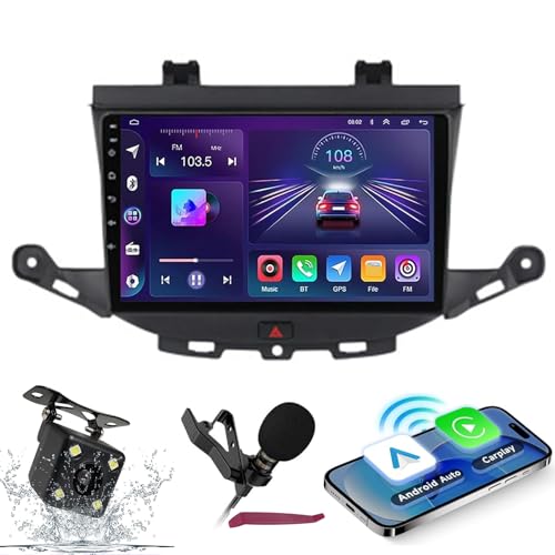 HXSQcar Android 14 Radio de Coche Navi para O-Pel Astra K 2016-2020 9" Pantalla de Radio con Soporte inalámbrico Carplay Android Car GPS Navegación Bluetooth 5.0 HiFi FM 5G-WiFi SWC Cámara Mic,M300s