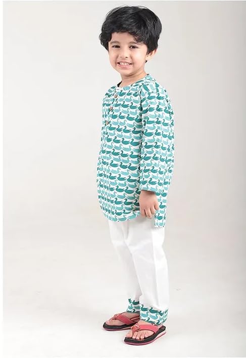 Image of POLKA TOTS 100% Cotton Traditional Nightwear Kurta Pyjama Set | Unisex Night Dress for Kids Girls & Boys | Summer Night Suits for Kids | Ethnic Indian Nightsuit | Cotton Night Suit Combo Set for Baby