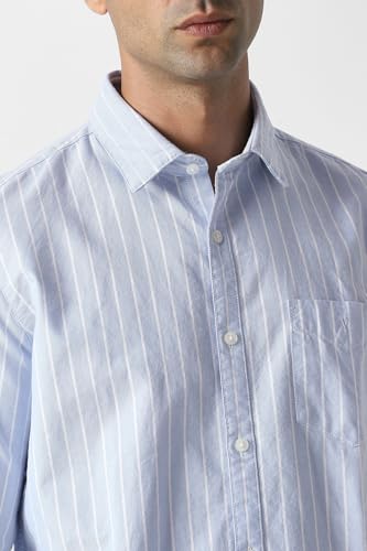 Image of Van Heusen Men Cotton Modern Fit Casual Oxford Stripes Shirts| Effortless Ironing | Superior Fit