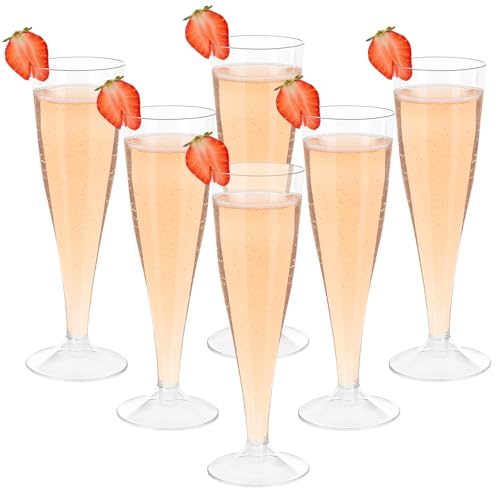 Mispudin 30 Pièces Flute Champagne Plastique, 130ml Transparent Champagne Reutilisable, Élégantes Flûte Coupe pour Mariages, Anniversaires, Fêtes, Jardin