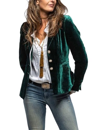 MINTLIMIT Women's Velvet Blazer Long Sleeve Notched Lapel Button Front Tailored Cardigan Suit Jacket Blazer