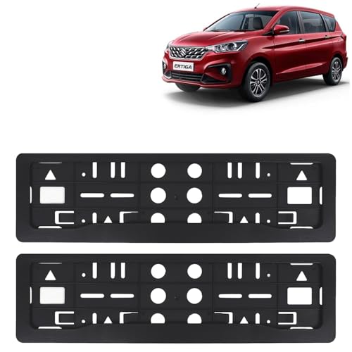 Image of KINGSWAY Ertiga Car Number Plate Frames for All 2022 Onwards Models of Maruti Suzuki Car Registration Plate Holders, Black Licence Plate Covers (Front and Rear), Universal Size 51.5 x 14.5 cm