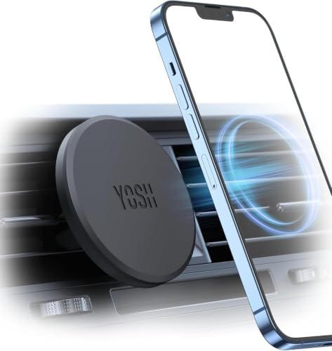 YOSH for MagSafe Car Mount Magnetic Phone Holder for Car Vent [1s Installation & Full Rubber Protection] N55 Magnets for iPhone 17/16/15/14/13/12 Fits MagSafe Cases No Metal Plate Needed